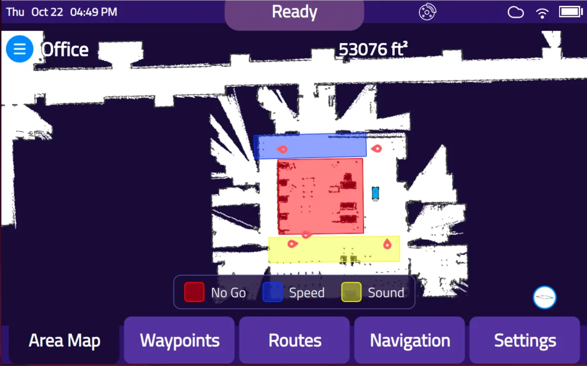 Model C2 touchscreen: Area map screen