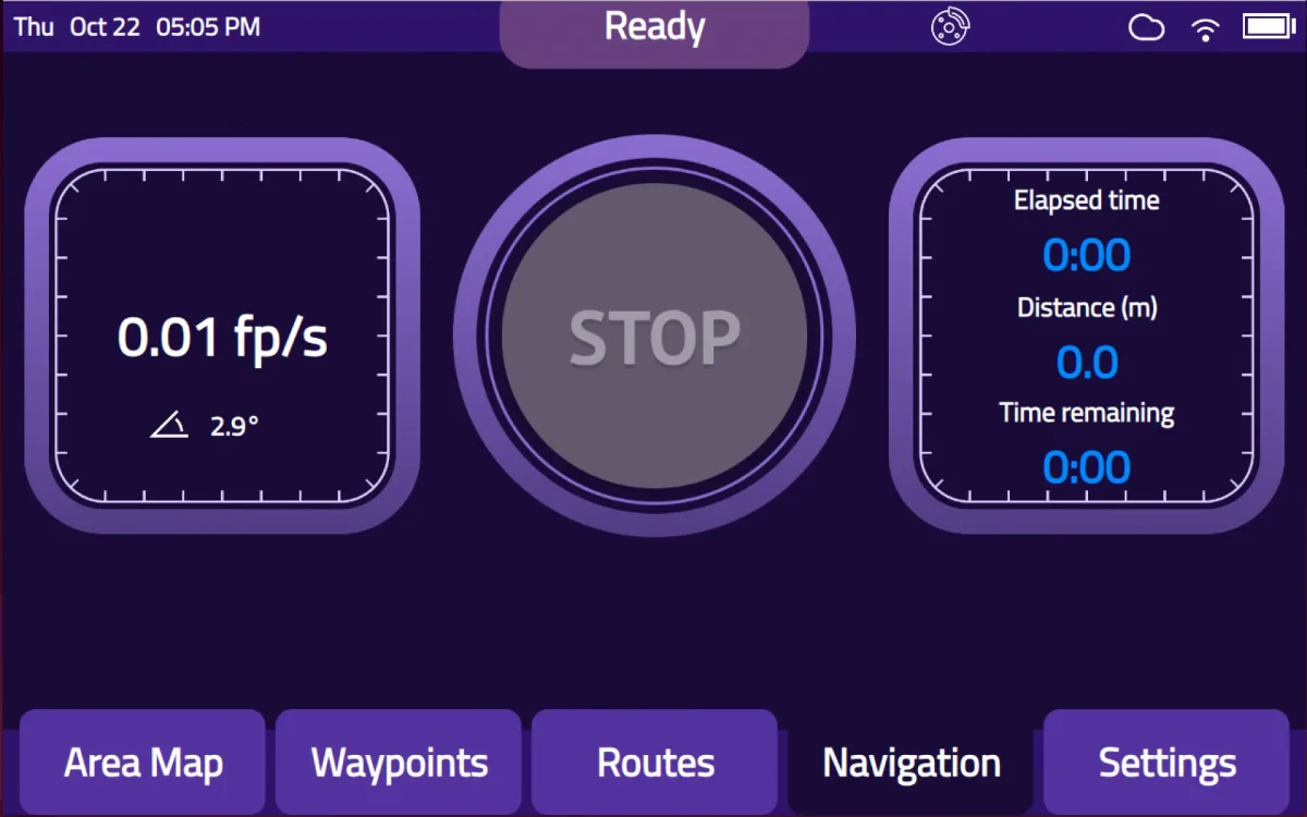 Model C2 touchscreen: Navigation screen