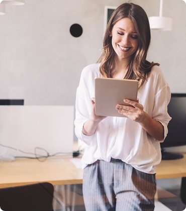 Cute girl holding an iPad