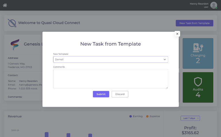 Cloud Connect shows creating new task for Model R2 Robots from template