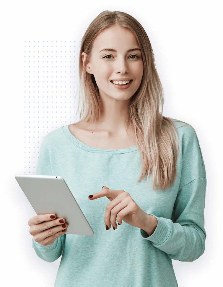 Lovely girl holding an iPad