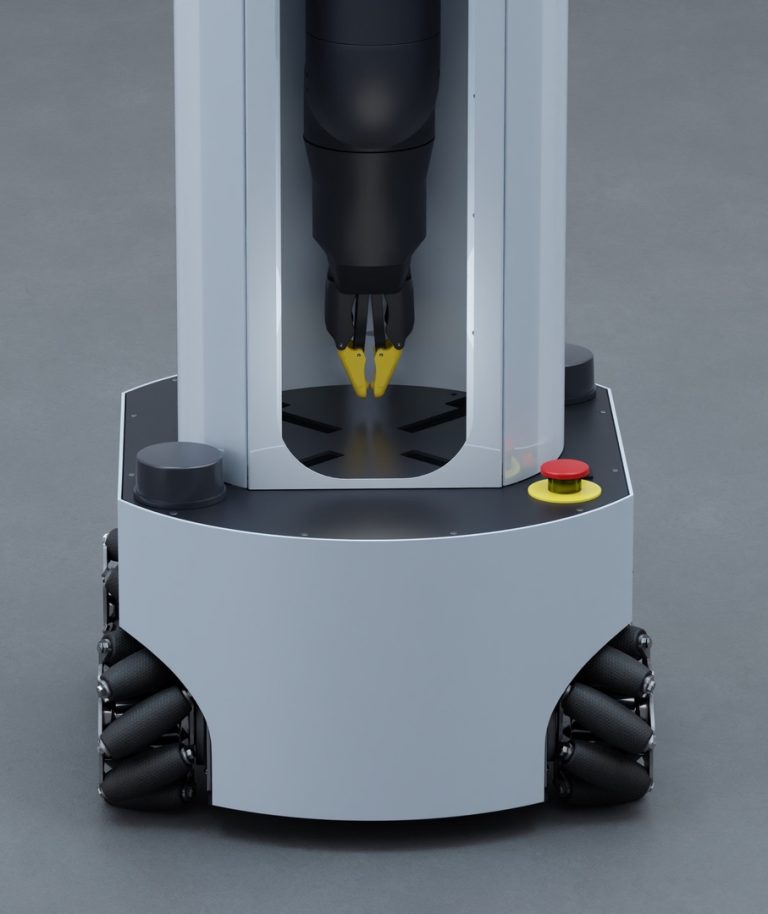 Model R2 gripper folded into the robot base