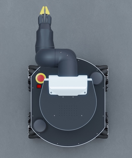 Model R2 Robot, front view robotic arm opened