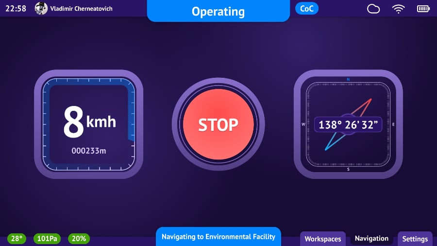 C2 Cart UI 2 Model C2 UI shown, navigation screen