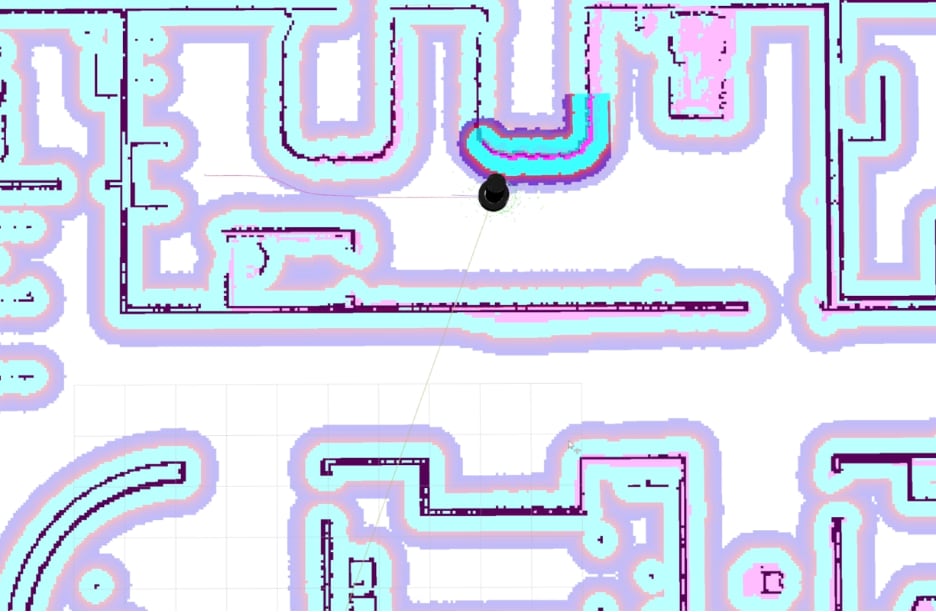 Model R2 Robot navigating in Quasi AI generated 2D Virtual Reality simulation