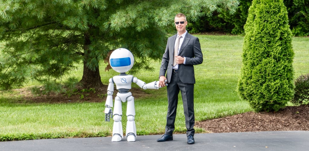 CUE 1, 2020 Model Q2 Robot and Vlad Lebedev, CEO of Quasi Robotics