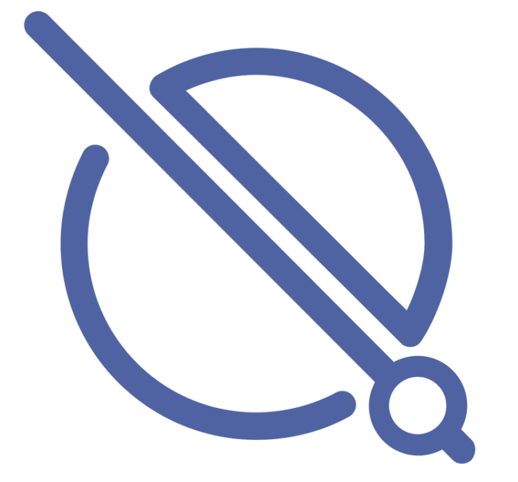 Quasi Q Logo Image of a science and robotics inspired symbol in a medium blue shade