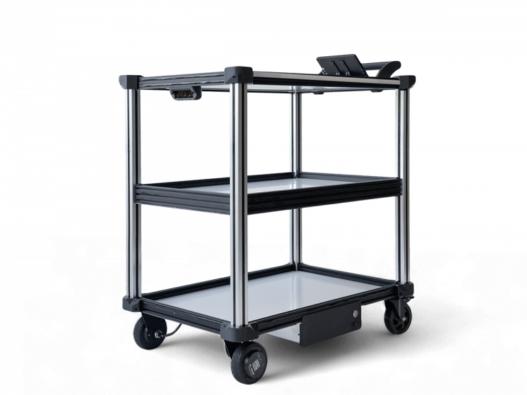 Model C2 Large AMR Cart for autonomous, on-demand supply and material delivery, with expanded shelving and reinforced structure