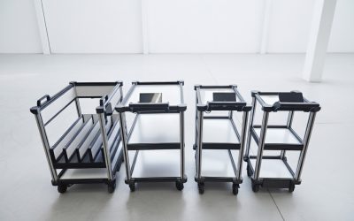 Model C2 AMR Robots fleet with 4 configurations of reliable robots for point-to-point on-demand delivery throughout manufacturing, warehousing, medical, and laboratory facilities.